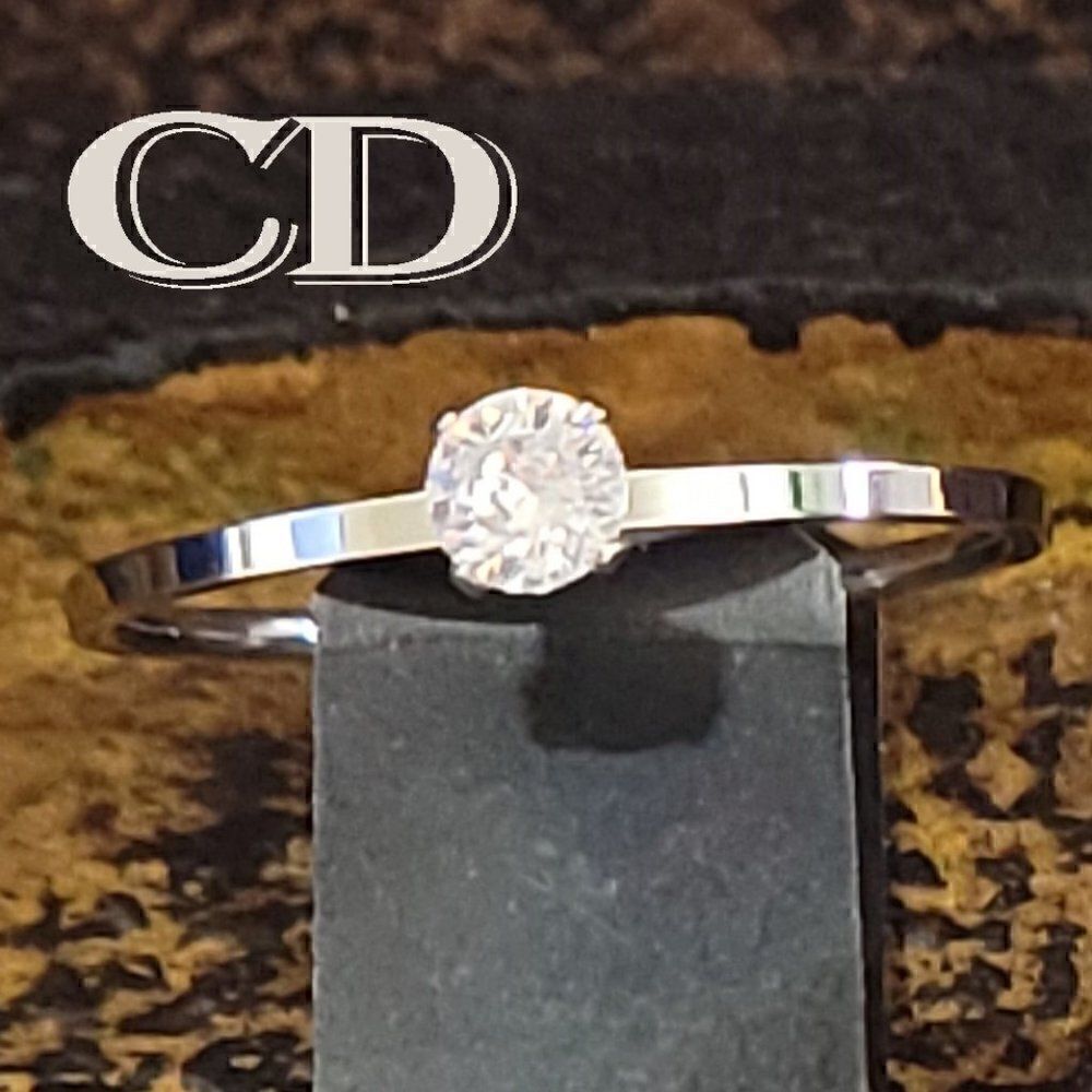 Women's Dainty Prong Round Solitaire Promise Ring - Girls Pinky Ring